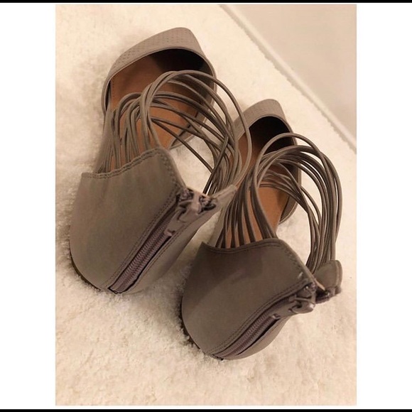 Taupe Flat Zip Up At The Heel Shoes - Picture 1 of 4